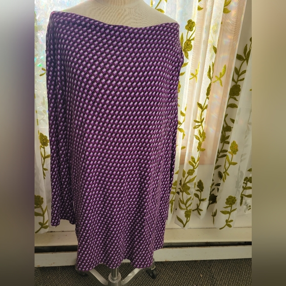 Dana Buchman boatneck long sleeve tunic purple black stretchy top Medium - Picture 5 of 7